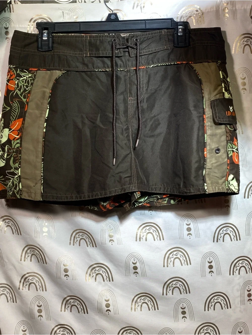 Womens Olive Green Skort with Floral Trim